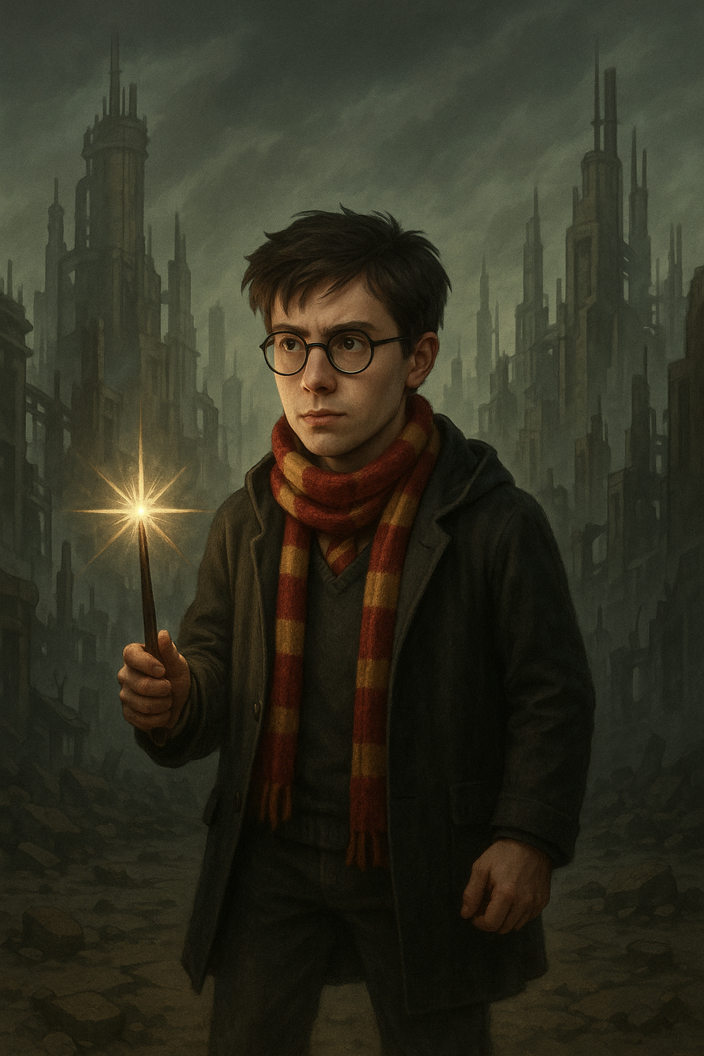 Boy wizard in the distant future