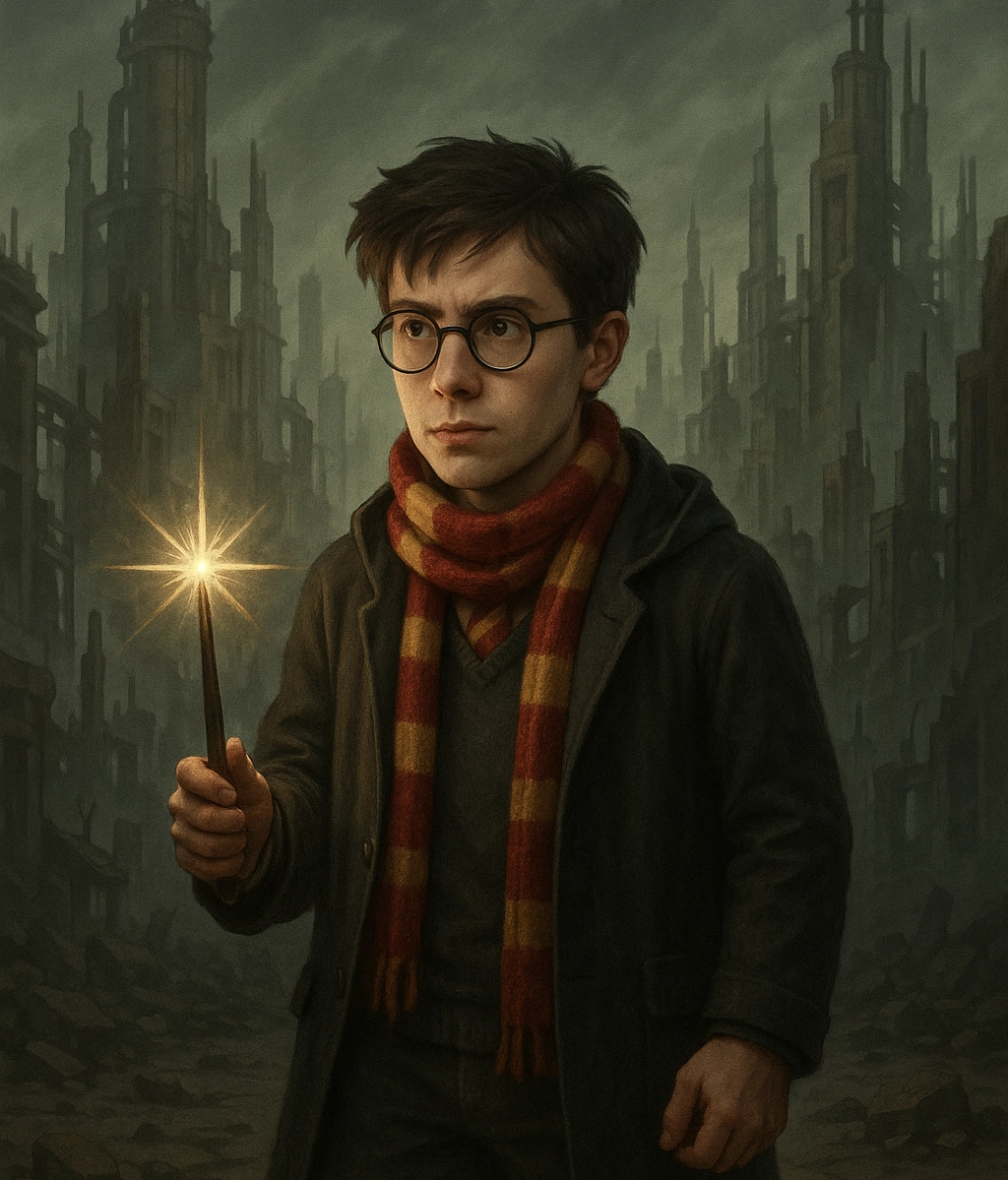 Boy wizard in the distant future