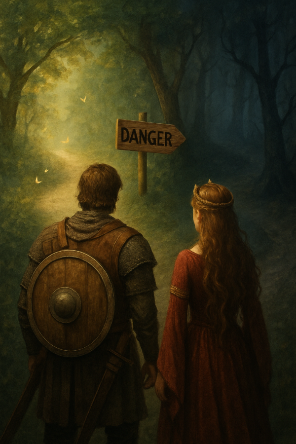 Warrior and Princess in a fork in the road